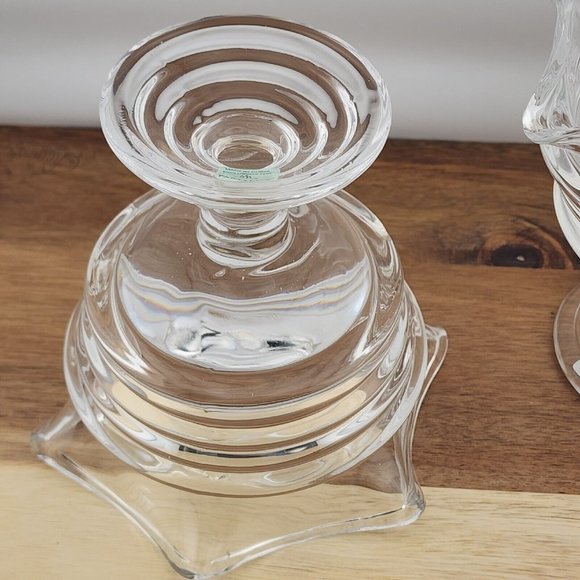 2) Partylite Sundae Pillar Candle Holder P7626 heavy crystal glass - Picture 11 of 16